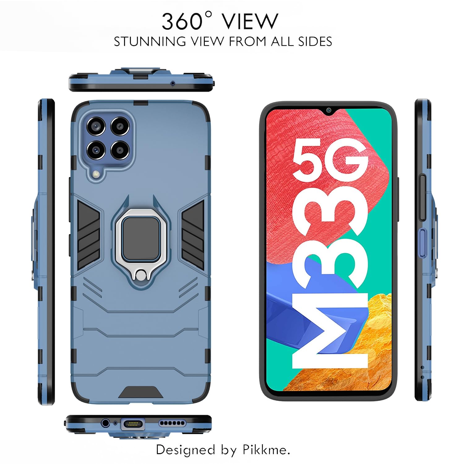Pikkme Samsung Galaxy M33 5G D5 Tough Armor Back Cover | Blue