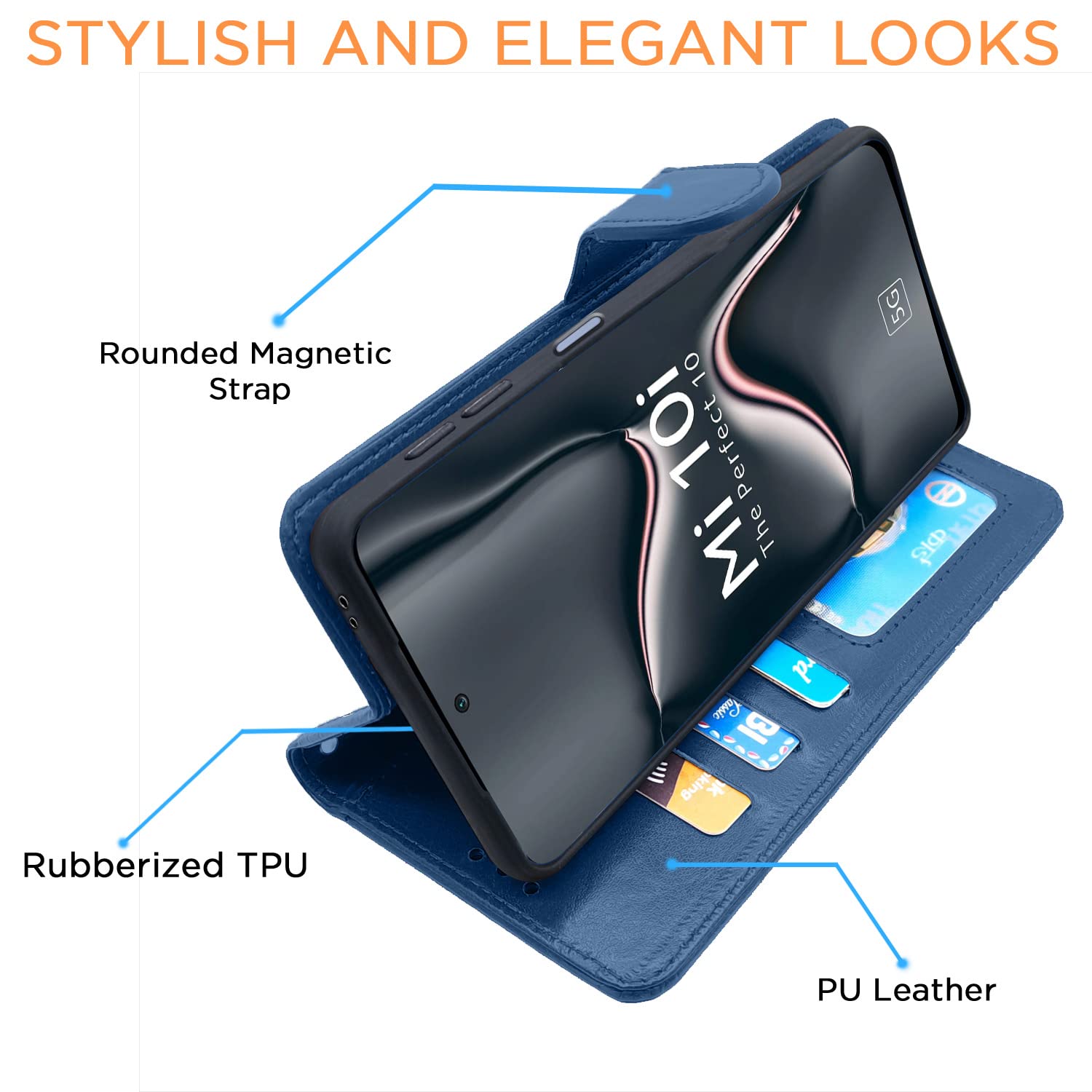 Pikkme Mi 10i Flip Case Vintage Flip Cover (Blue)