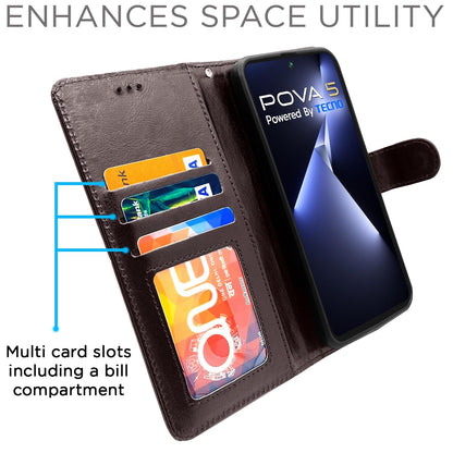 Tecno Pova 5/Pova 5 Pro 5G Wallet flip case in coffee by Pikkme – photo 2