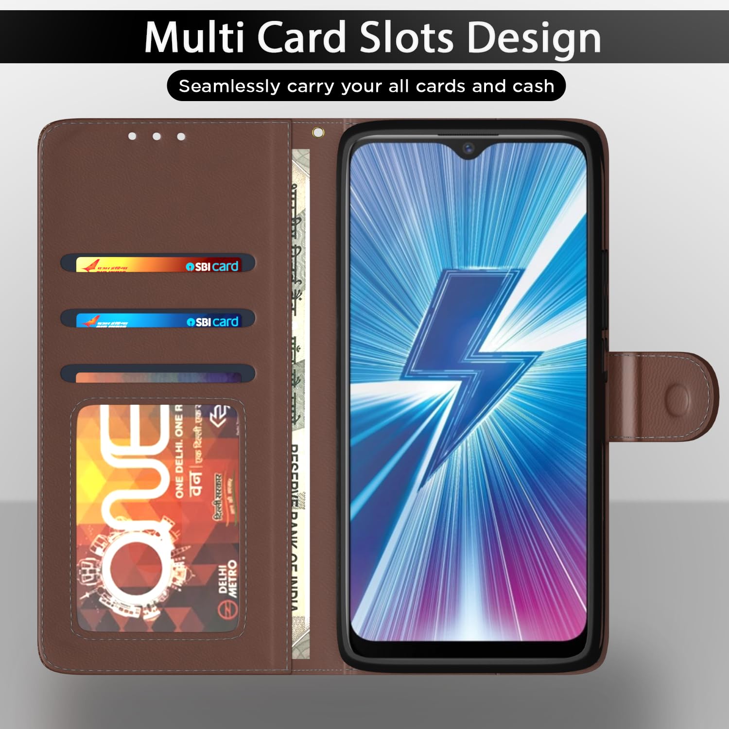 Pikkme tan Wallet mobile flip cover for Vivo Y12/Y15/Y17/U10 – photo 5