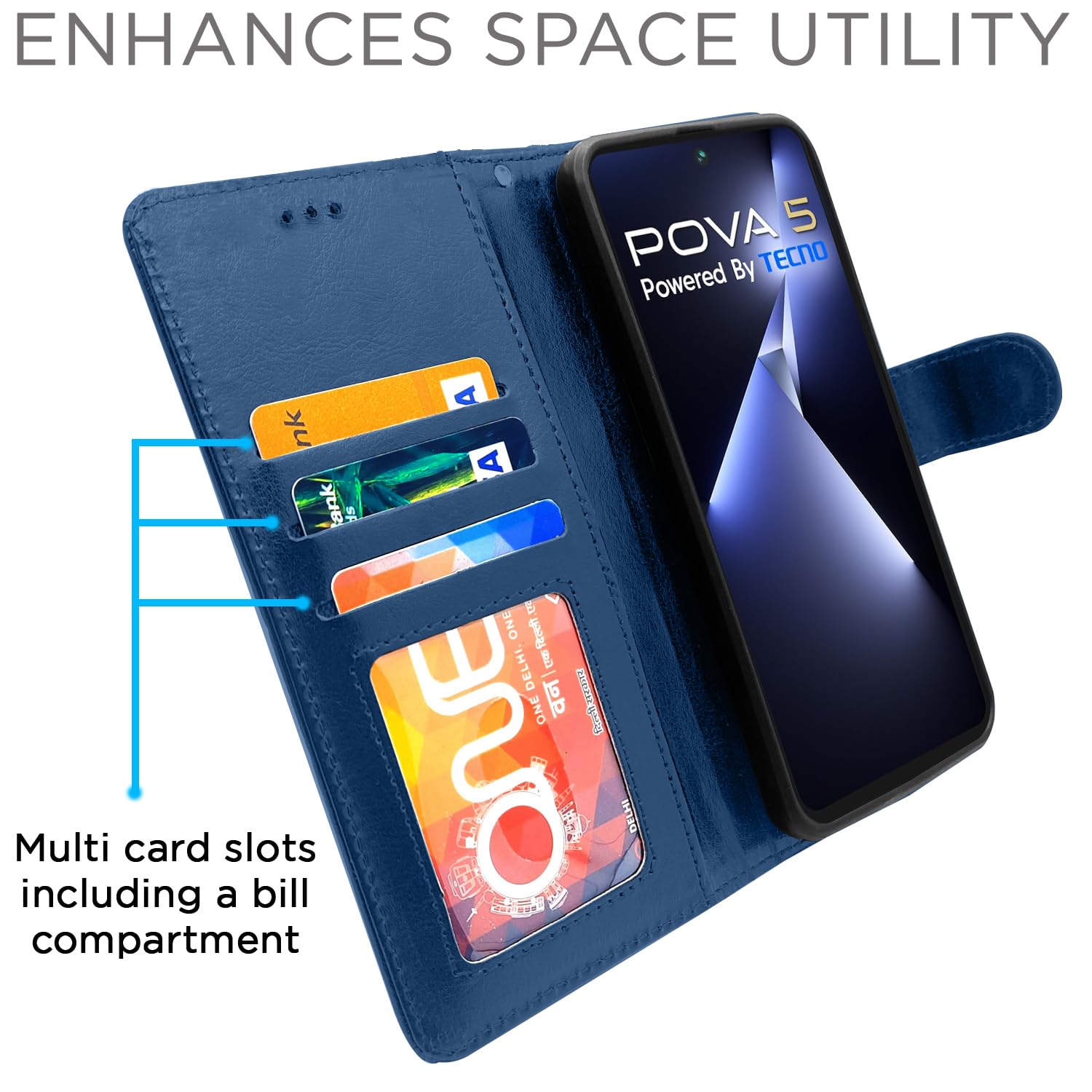 Blue Wallet mobile flip cover for Tecno Pova 5/Pova 5 Pro 5G – Pikkme – photo 2
