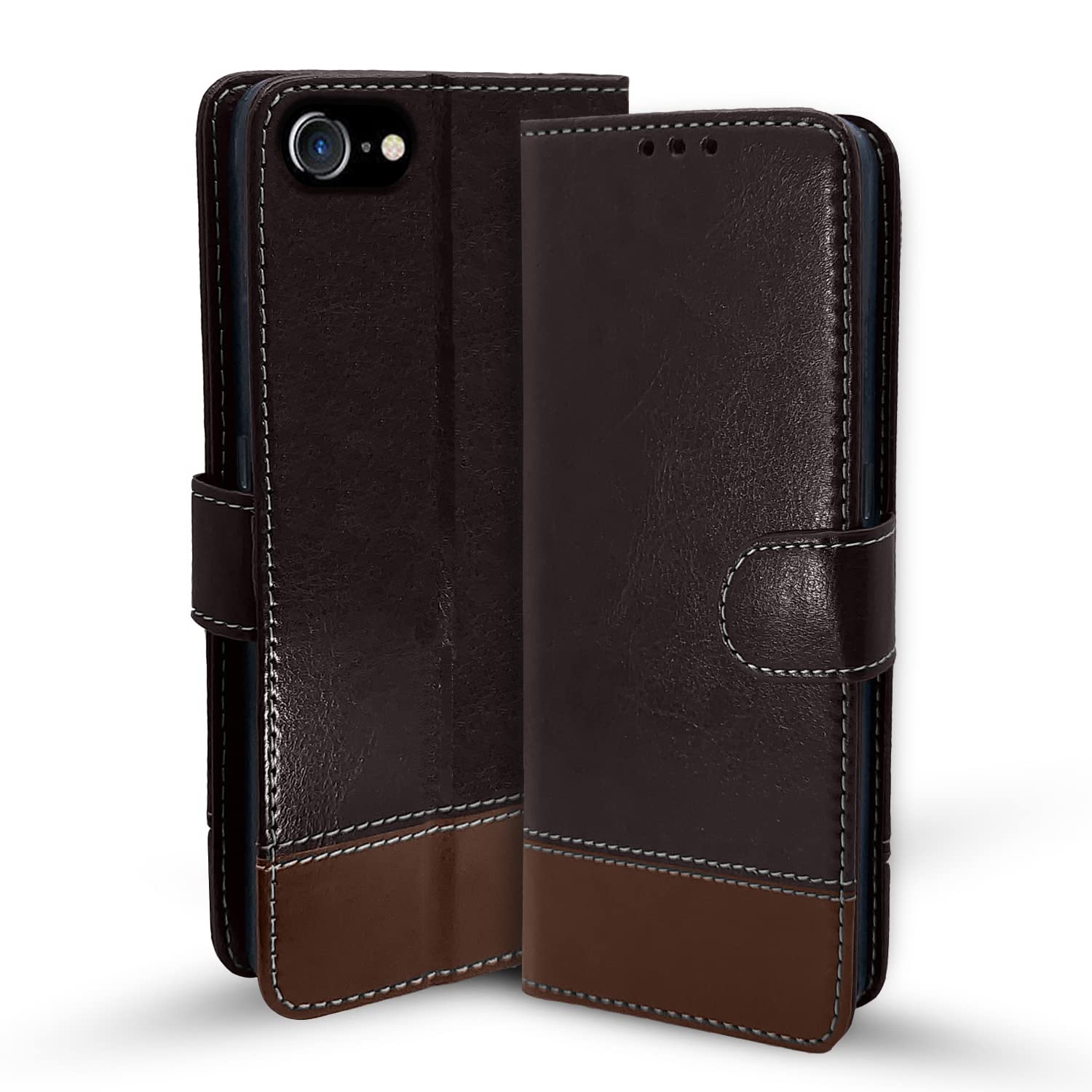 Coffee & brown Magnetic wallet flip cover for iPhone 7/8 – Pikkme