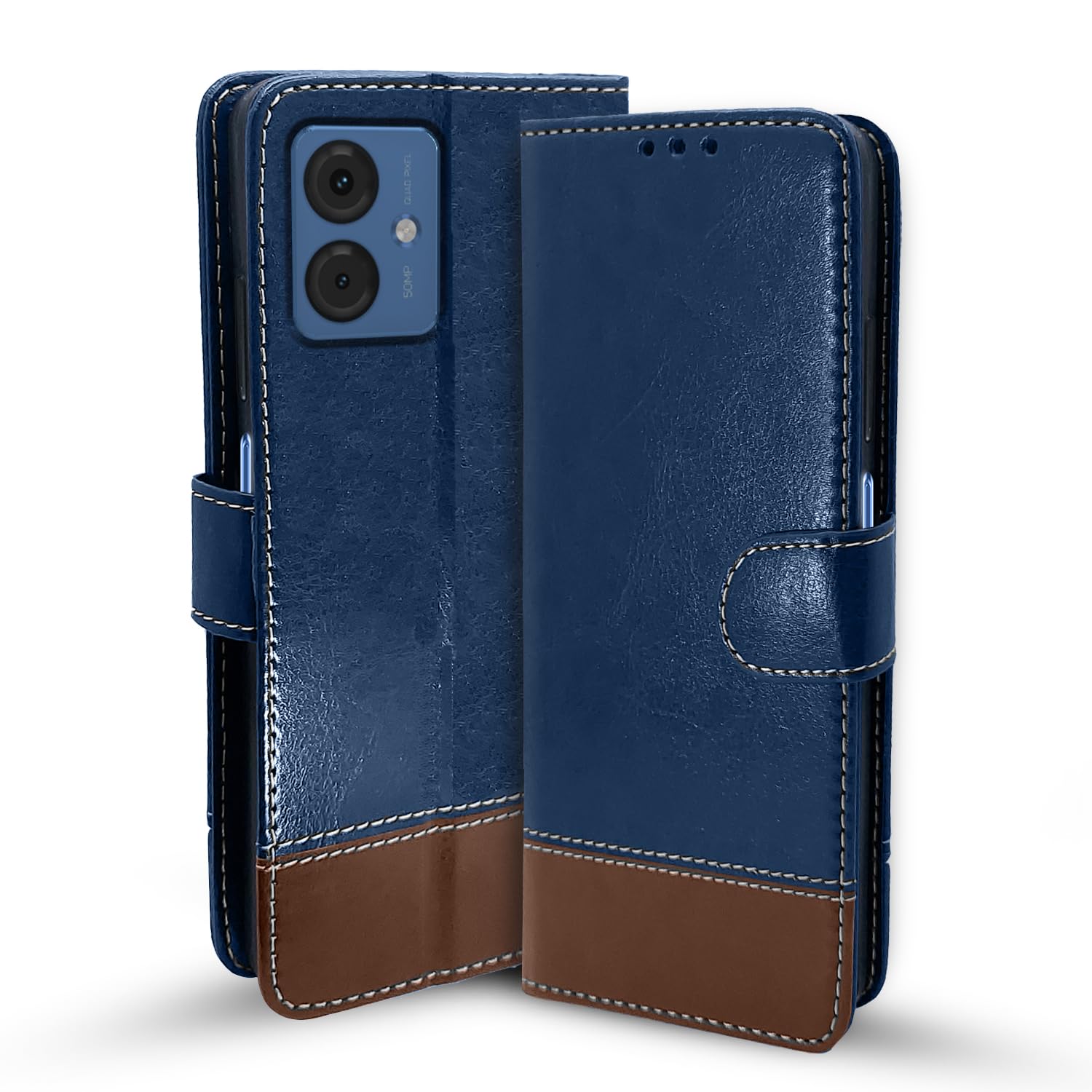 Pikkme Moto G54 5G Magnetic blue & brown flip case