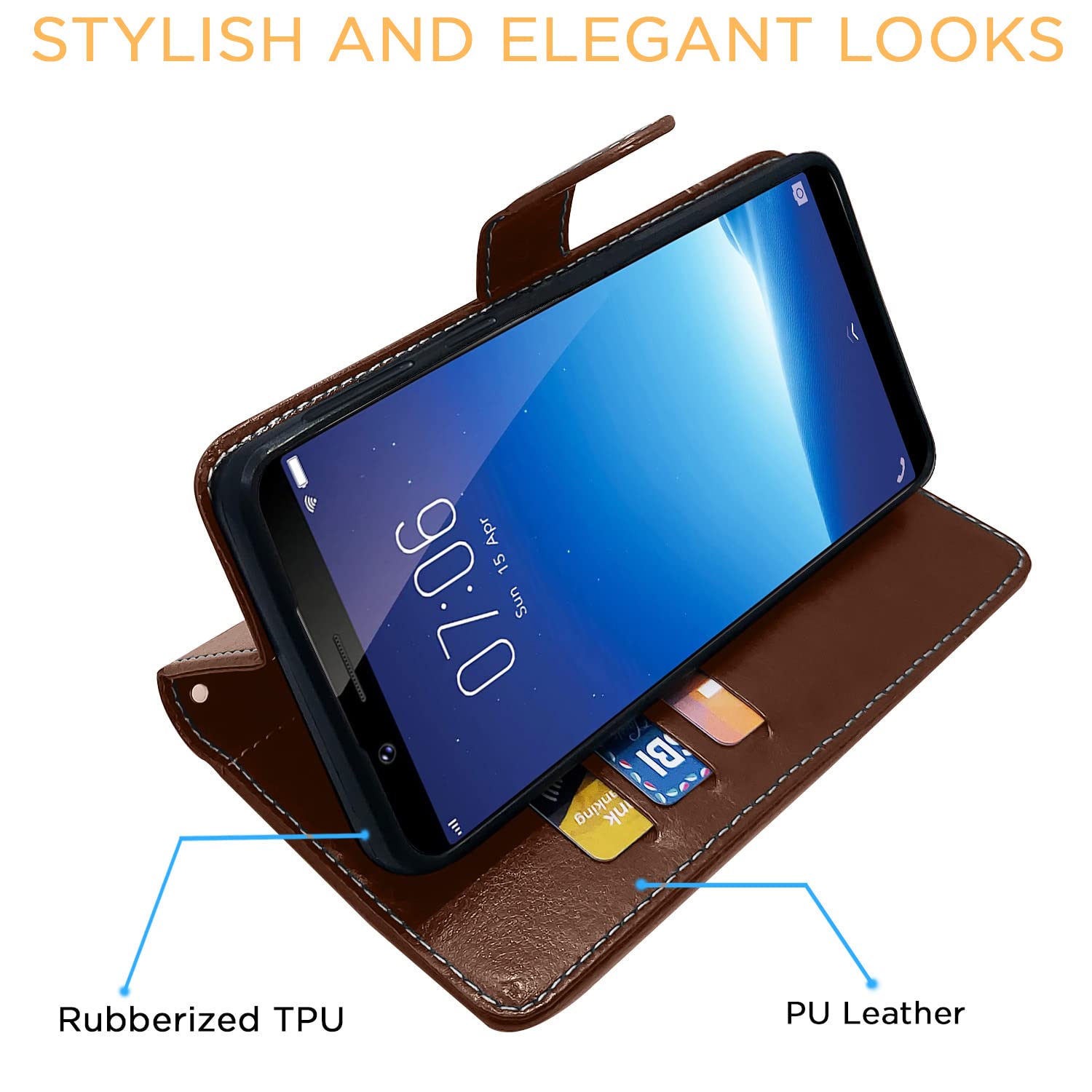 Vivo Y71 mobile flip cover in brown & coffee by Pikkme – photo 5