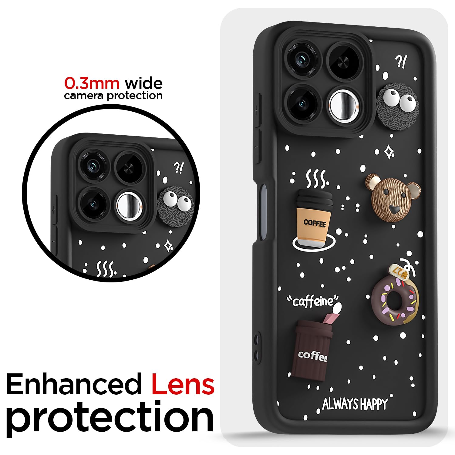 Realme 16T 5G Bear Coffee mobile back cover in black by Pikkme – photo 5
