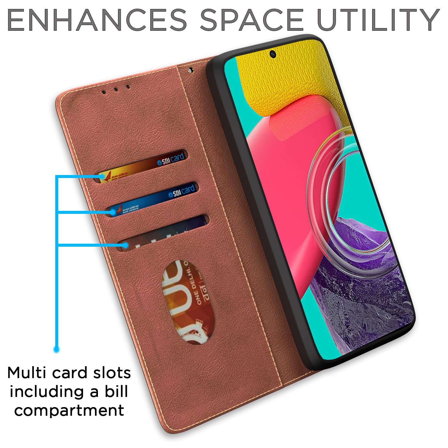 Brown Magnetic mobile flip cover for Samsung M53 5G – Pikkme – photo 3