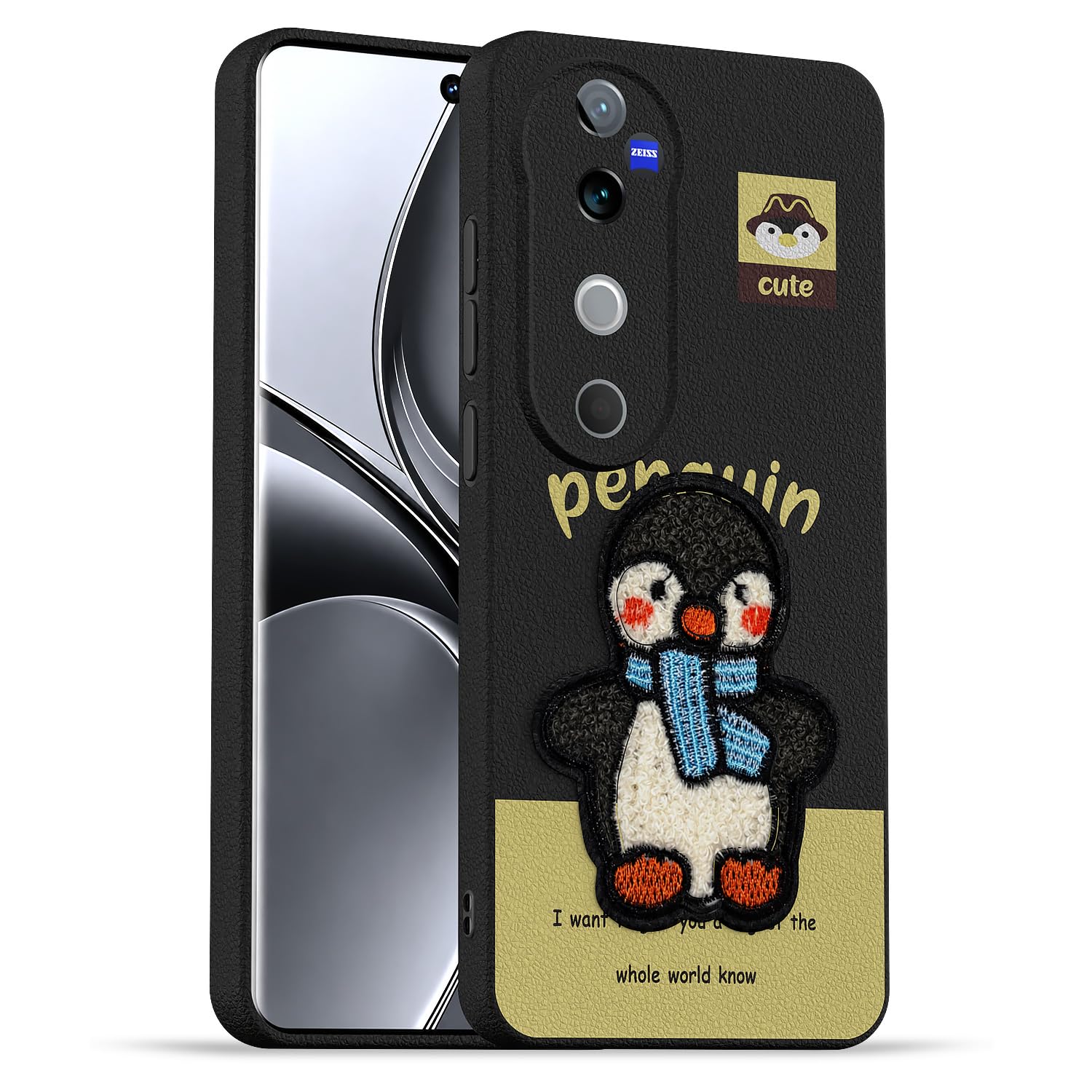 Pikkme black Plush Patch phone cover for Vivo V40/V40 Pro/T3 Ultra 5G
