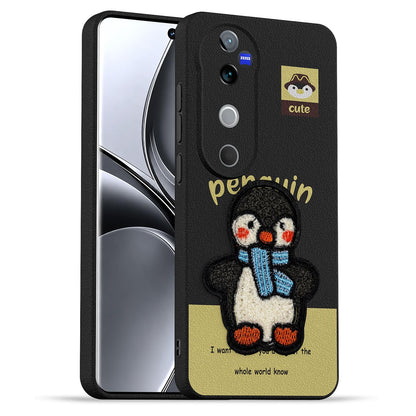 Pikkme black Plush Patch phone cover for Vivo V40/V40 Pro/T3 Ultra 5G