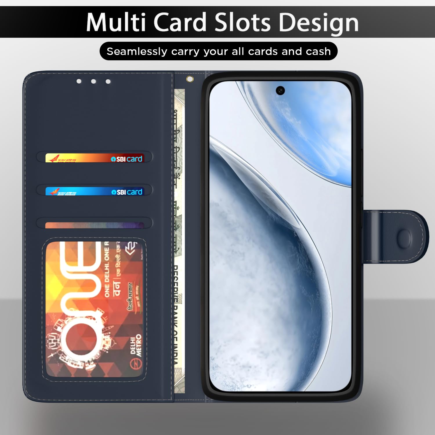 Pikkme blue Wallet flip case for Vivo X200 FE 5G – photo 5