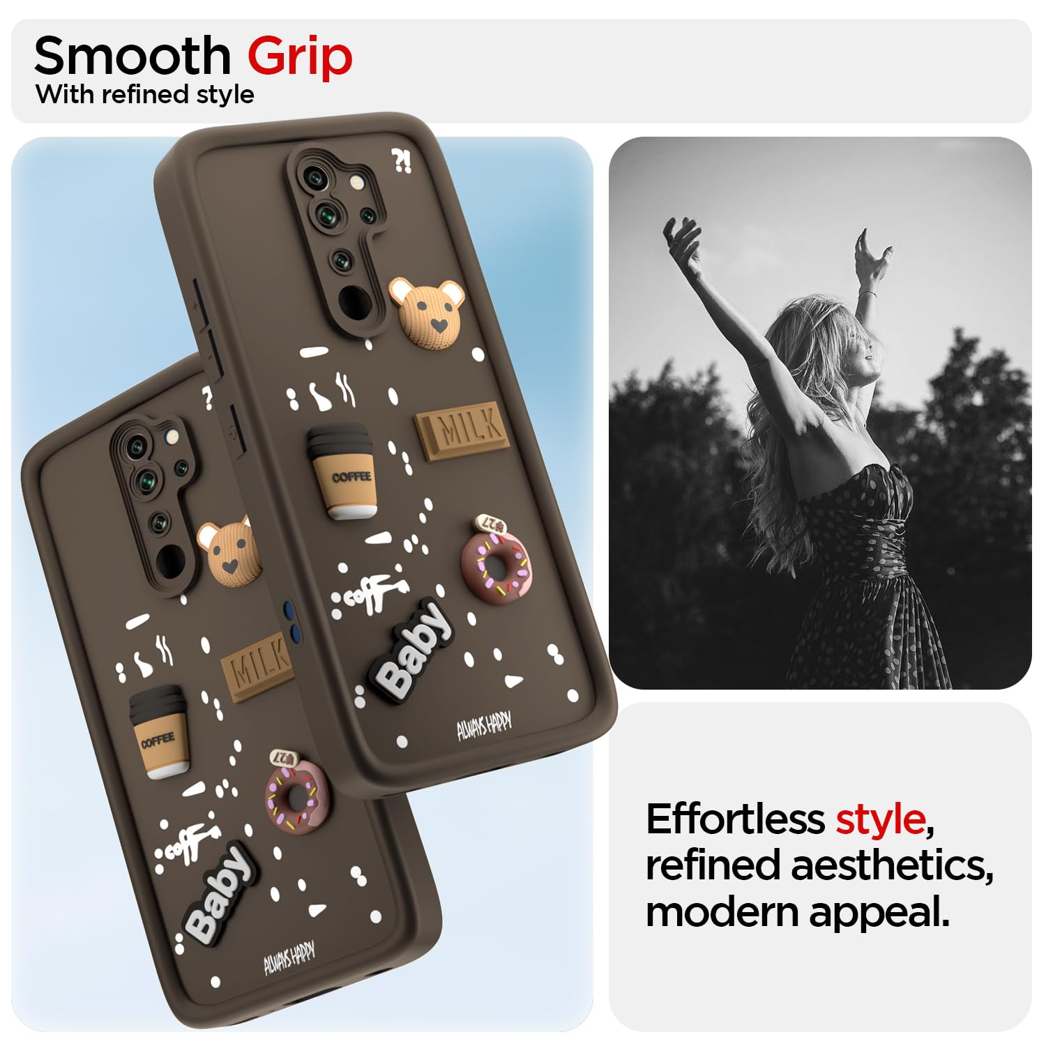 Redmi Note 8 Pro Silicone mobile back cover in brown by Pikkme – photo 2