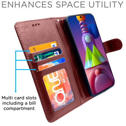 Samsung M51 Wallet flip cover in brown by Pikkme – photo 3