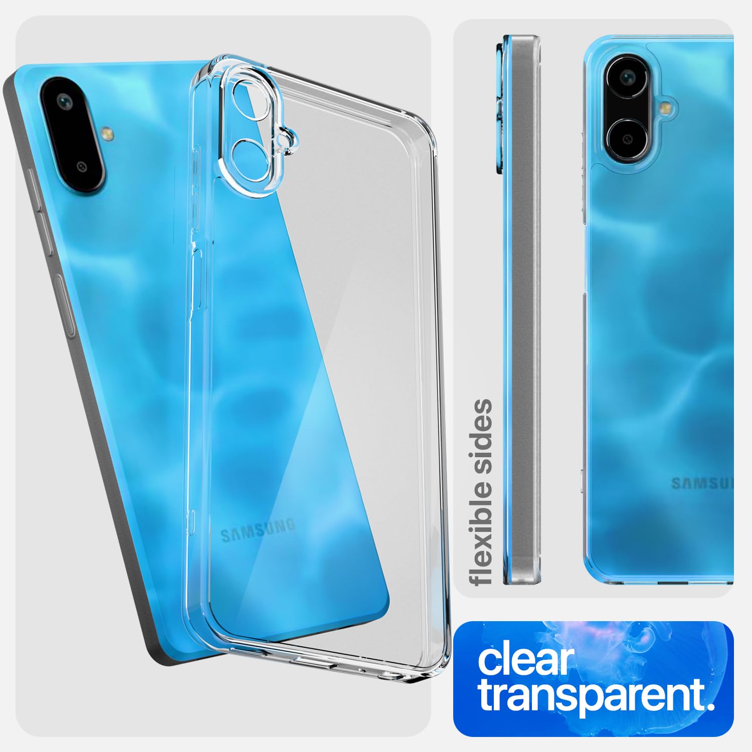 Pikkme Samsung Galaxy F06 5G Crystal Clear Hard Back PC + TPU Back Cover (Transparent)