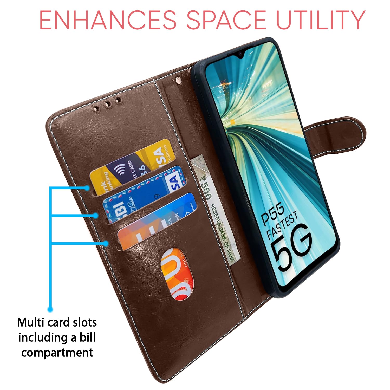 Pikkme itel P55 Contrast Flip Cover (Brown)