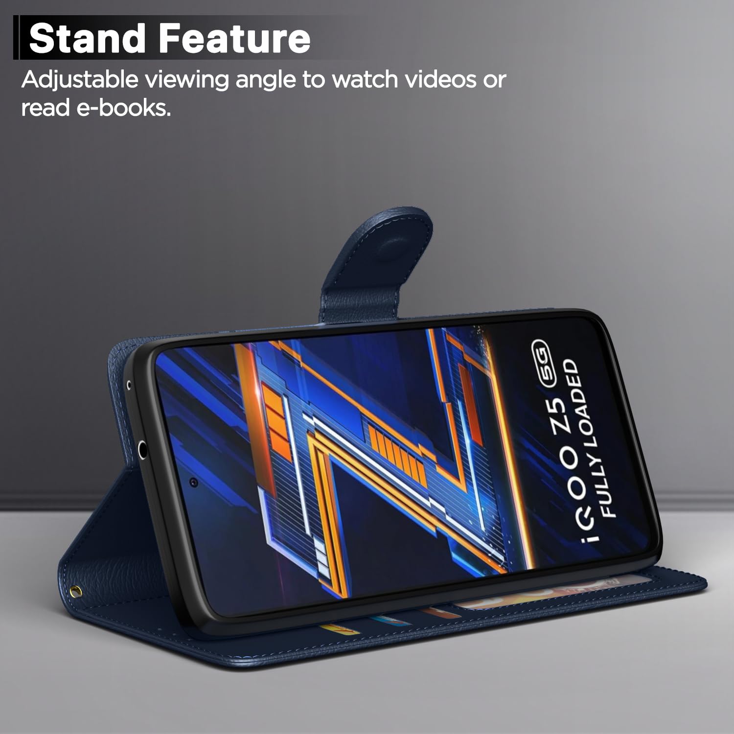 iQOO Z5 5G Wallet wallet flip cover in blue by Pikkme – photo 3