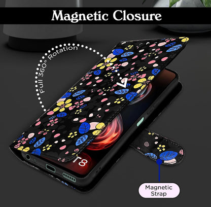 Pikkme Infinix Smart 8 HD Flower Flip Cover (Black)