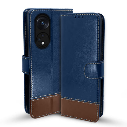 Pikkme blue & brown Magnetic flip case for Oppo Reno 8T 5G