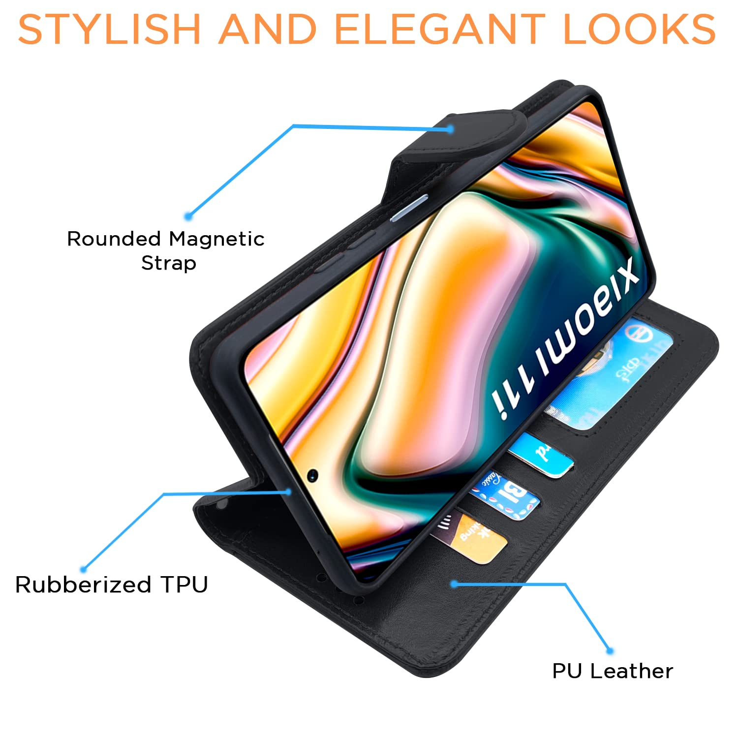 Pikkme Mi 11i 5G / 11i HyperCharge 5G Flip Case  Vintage Flip Cover (Black)