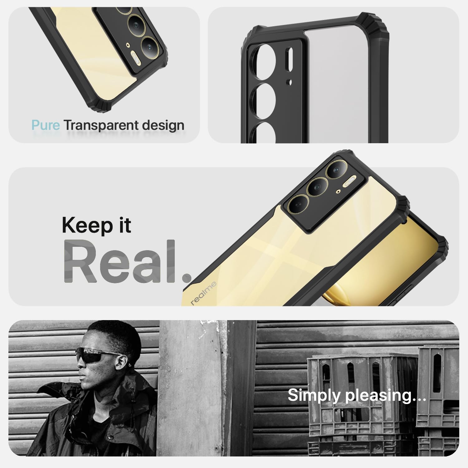 Pikkme Realme C71 Eagle Clear Transparent Back Cover (Black)