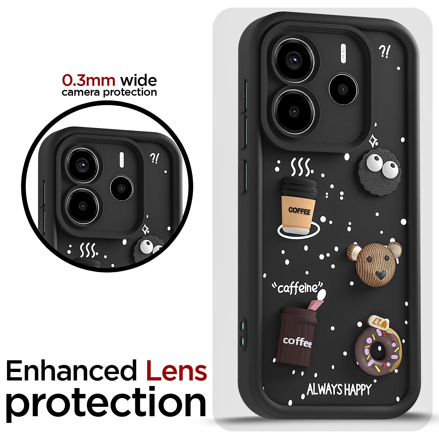Pikkme black mobile back cover for Redmi Note 14 5G/3D – photo 5