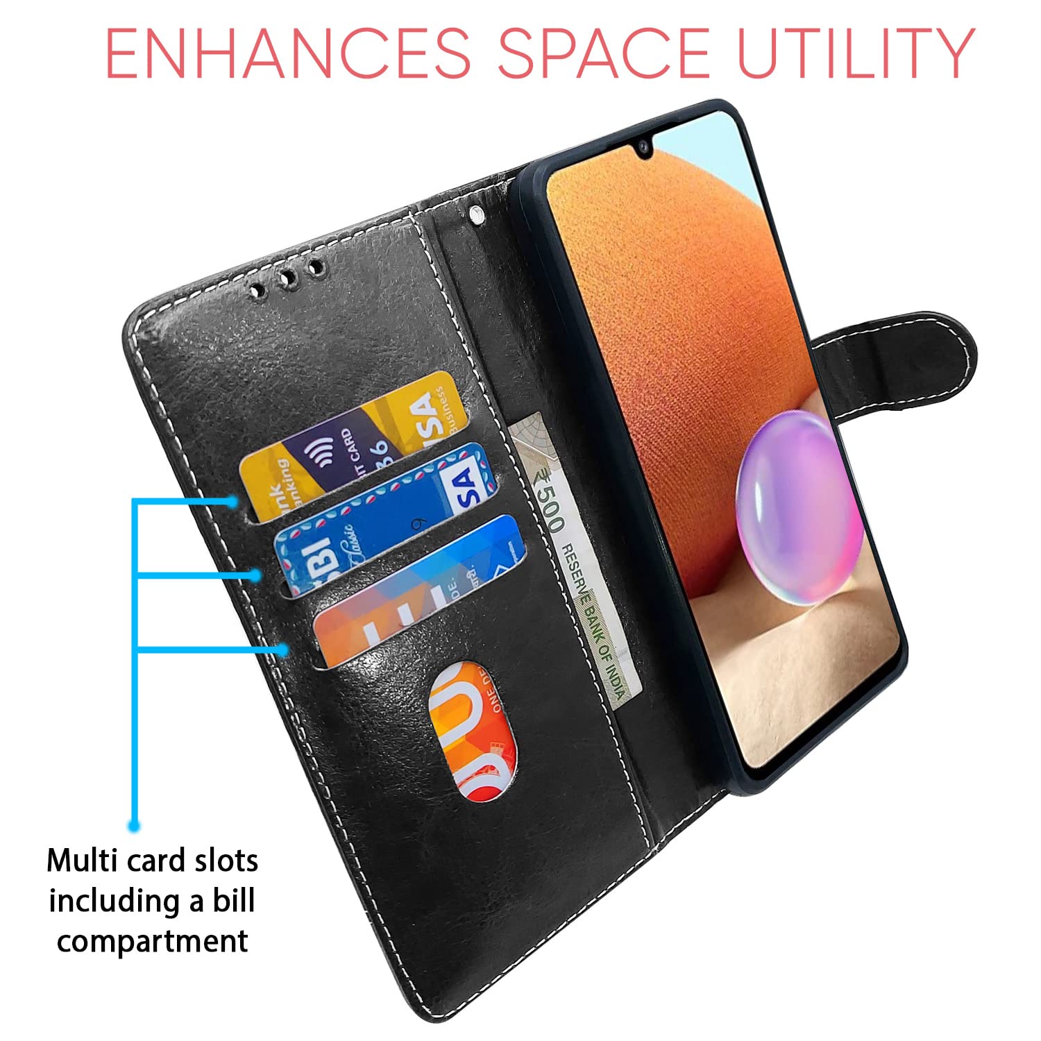 Black & brown flip cover for Samsung A32 4G – Pikkme – photo 3