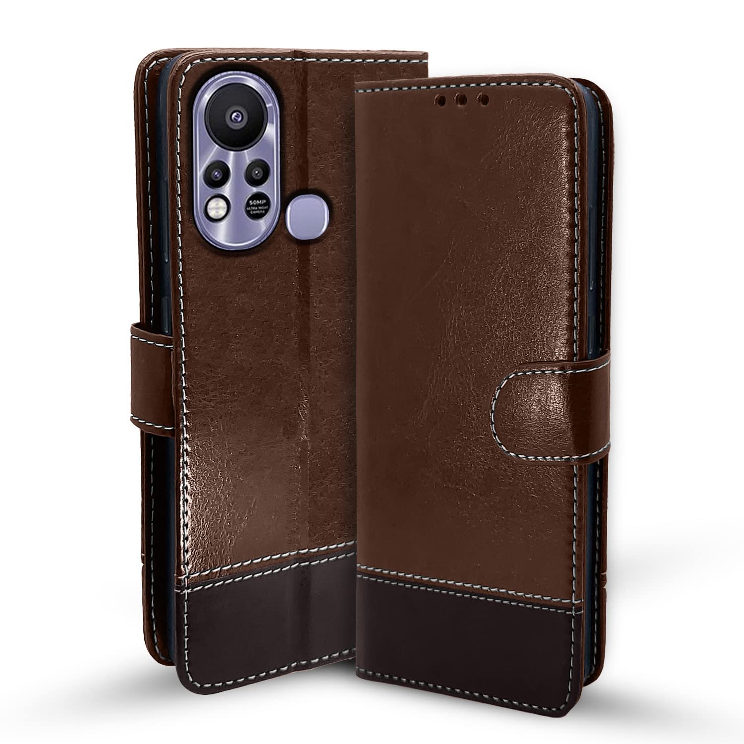 Pikkme Infinix Hot 11s Magnetic brown & coffee wallet flip cover