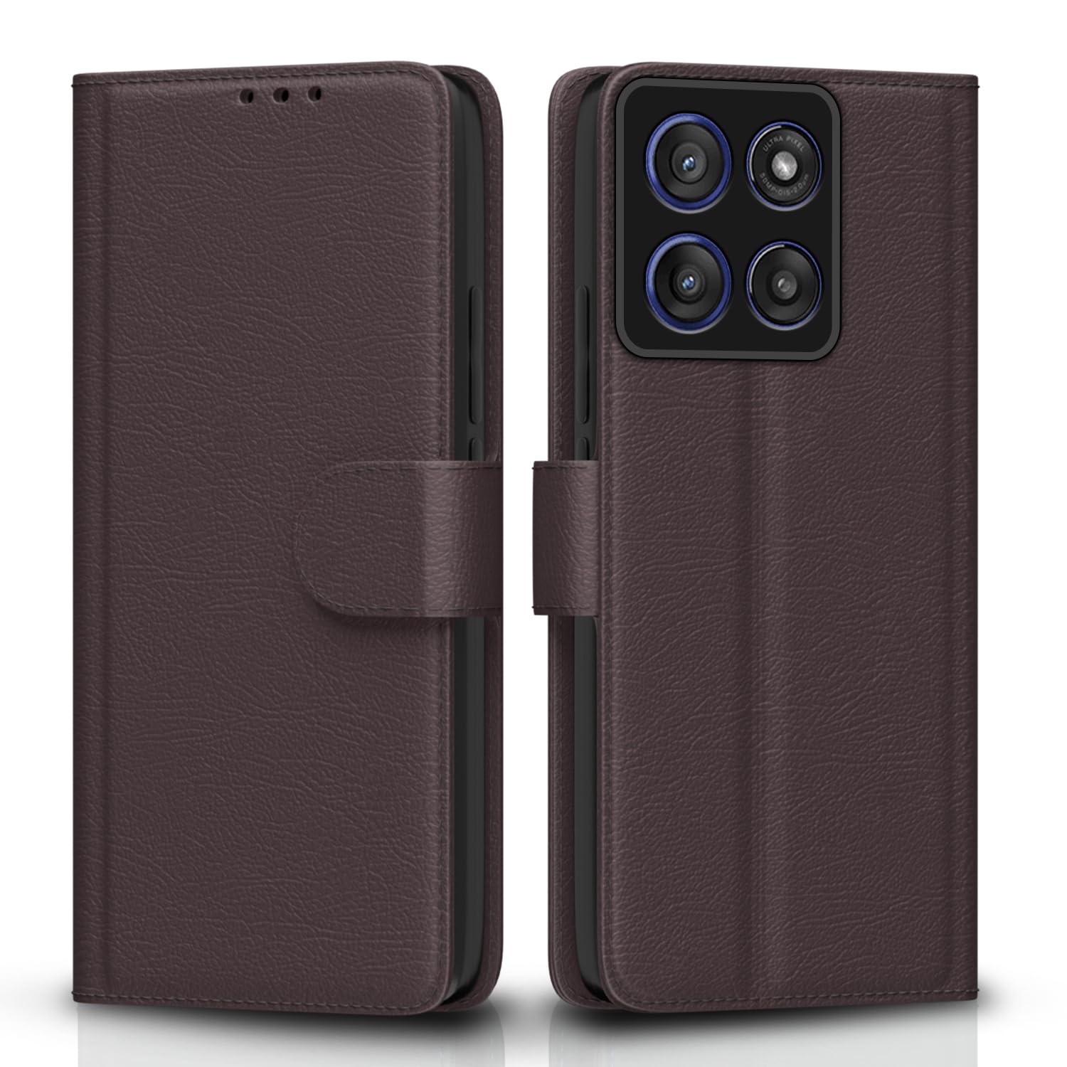 Pikkme Moto Edge 60 Pro 5G coffee wallet flip cover