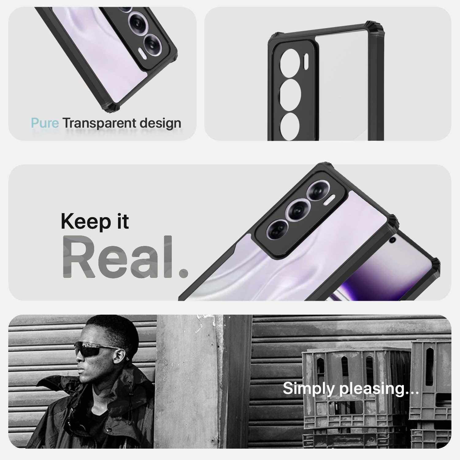 Oppo Reno 12 5G mobile back cover in black by Pikkme – photo 4