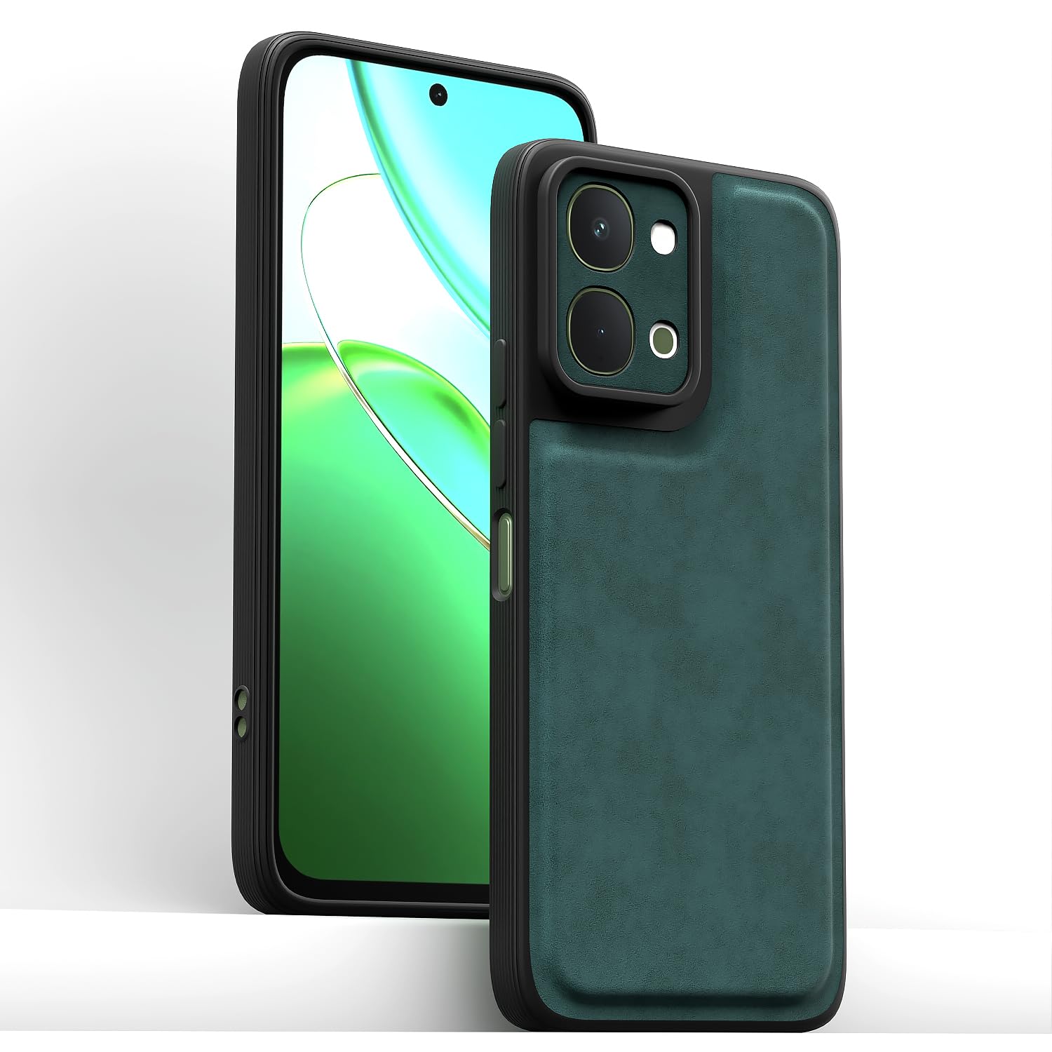 Green Leather phone cover for Vivo T5x/Y51 Pro/iQOO Z11x 5G – Pikkme – photo 2