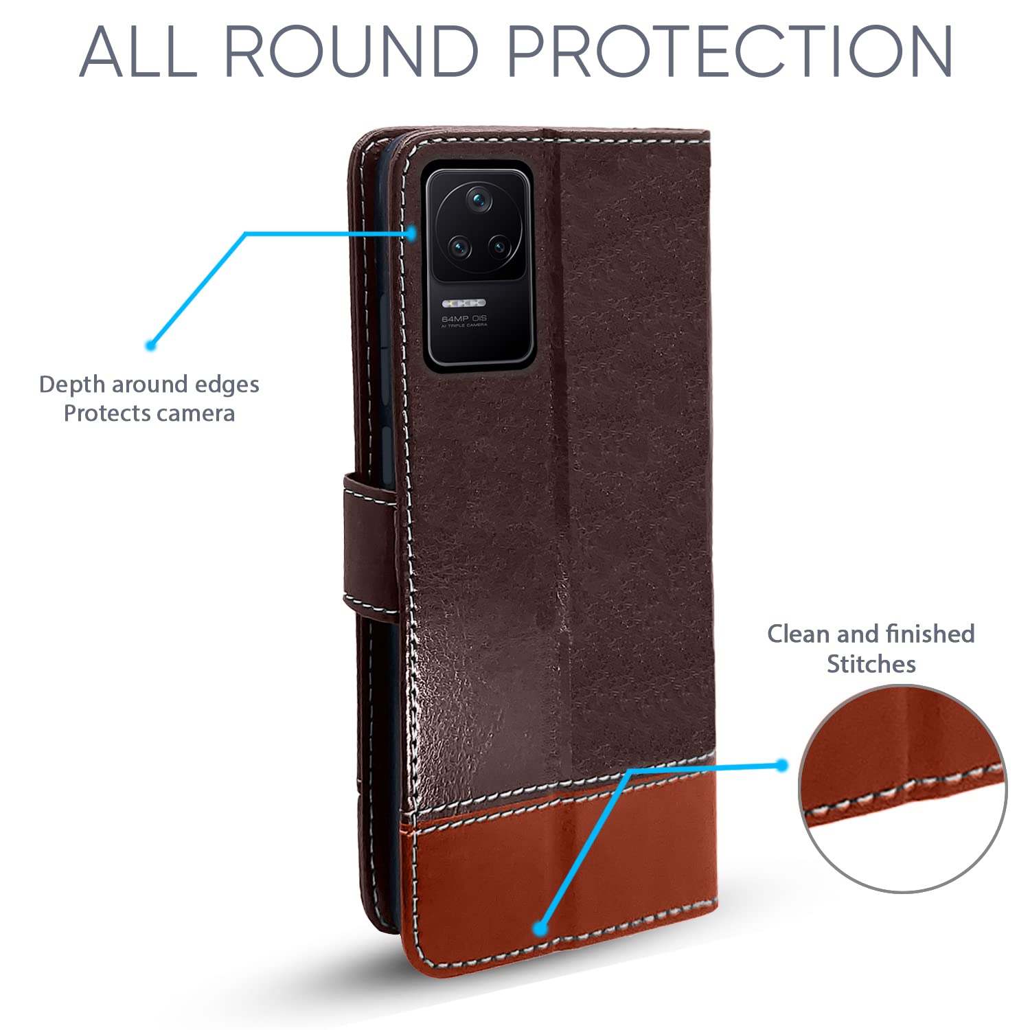 Pikkme Mi Poco F4 5G Magnetic coffee & brown wallet flip cover – photo 4