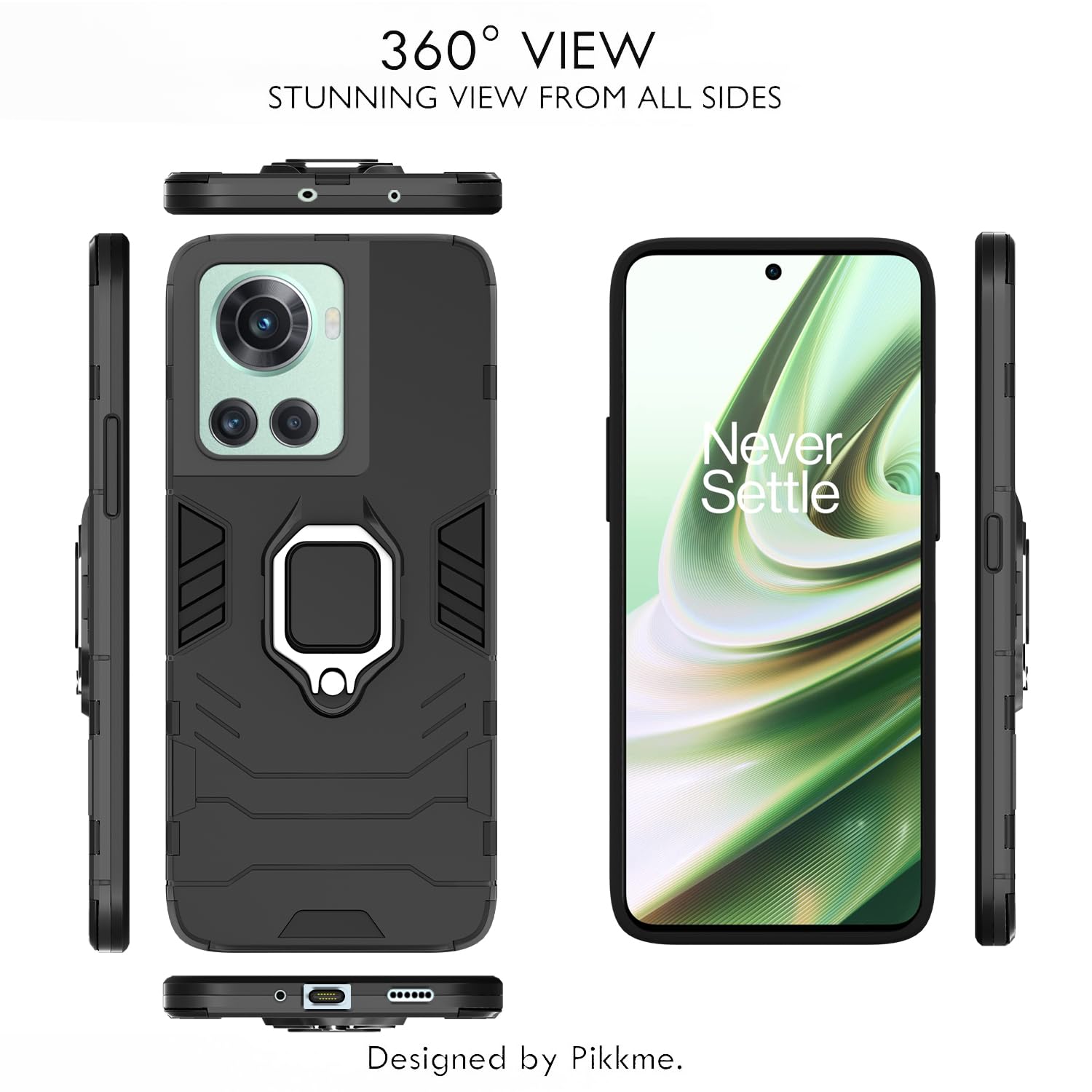 Pikkme OnePlus 10R | 5G / 10R | 5G Prime Edition D5 Tough Armor Back Cover | Black