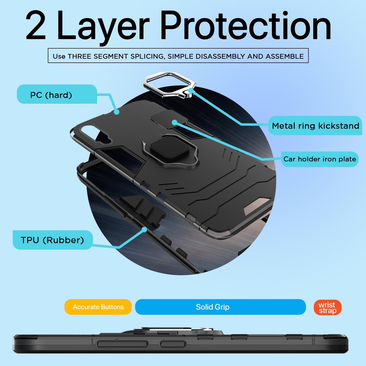 Pikkme Redmi Note 7 / Note 7 Pro/Note 7s D5 Tough Armor Back Cover | Black