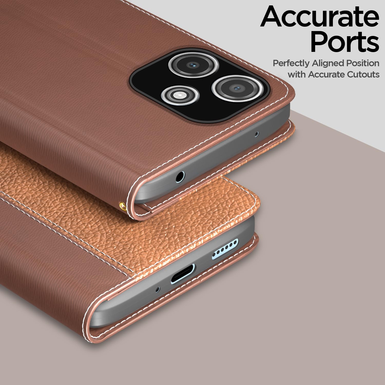 Tan wallet flip cover for Redmi 12/Poco M6 Pro 5G – Pikkme – photo 2