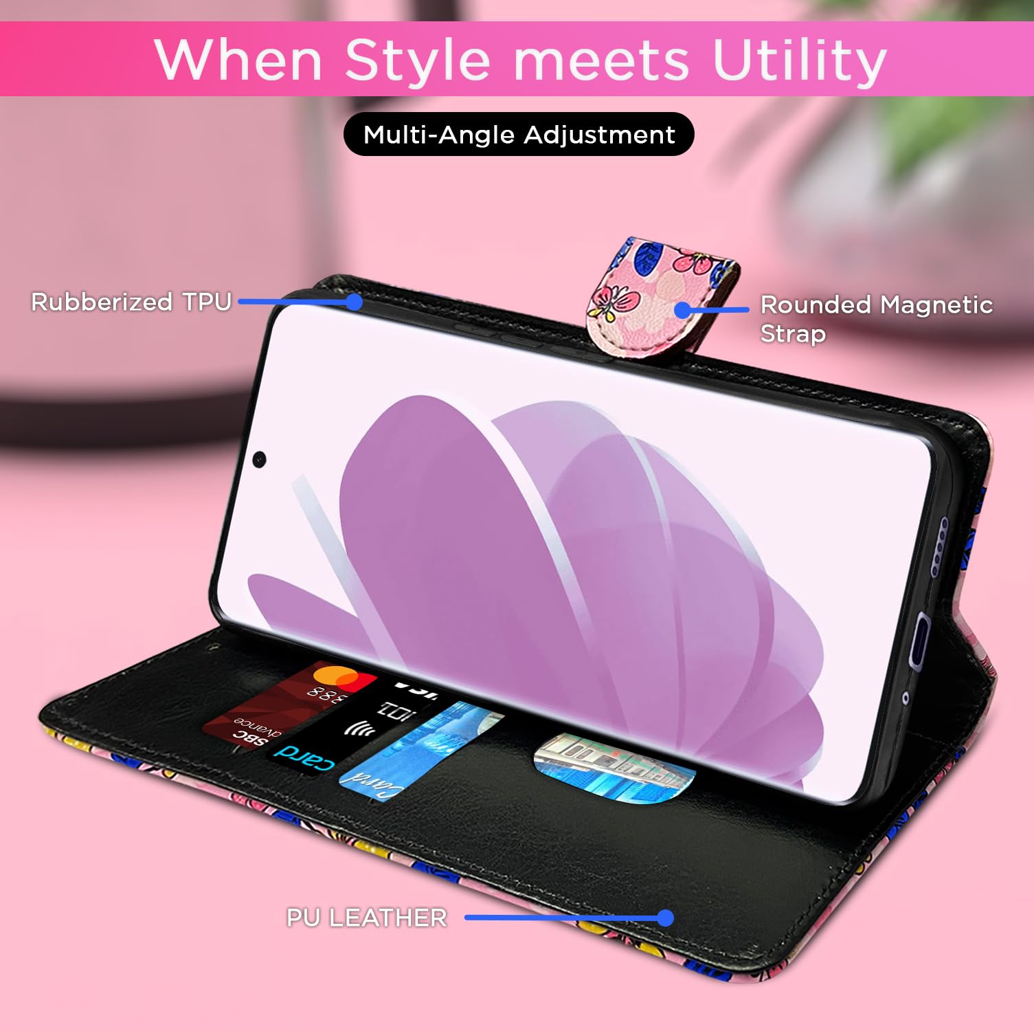 Pikkme Redmi Note 14 Pro Plus 5G pink flower flip case – photo 5