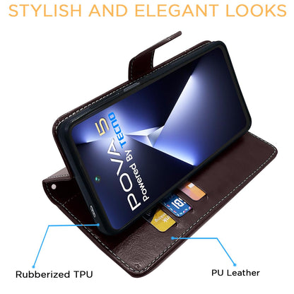 Pikkme Tecno Pova 5/Pova 5 Pro 5G coffee & brown flip cover – photo 5