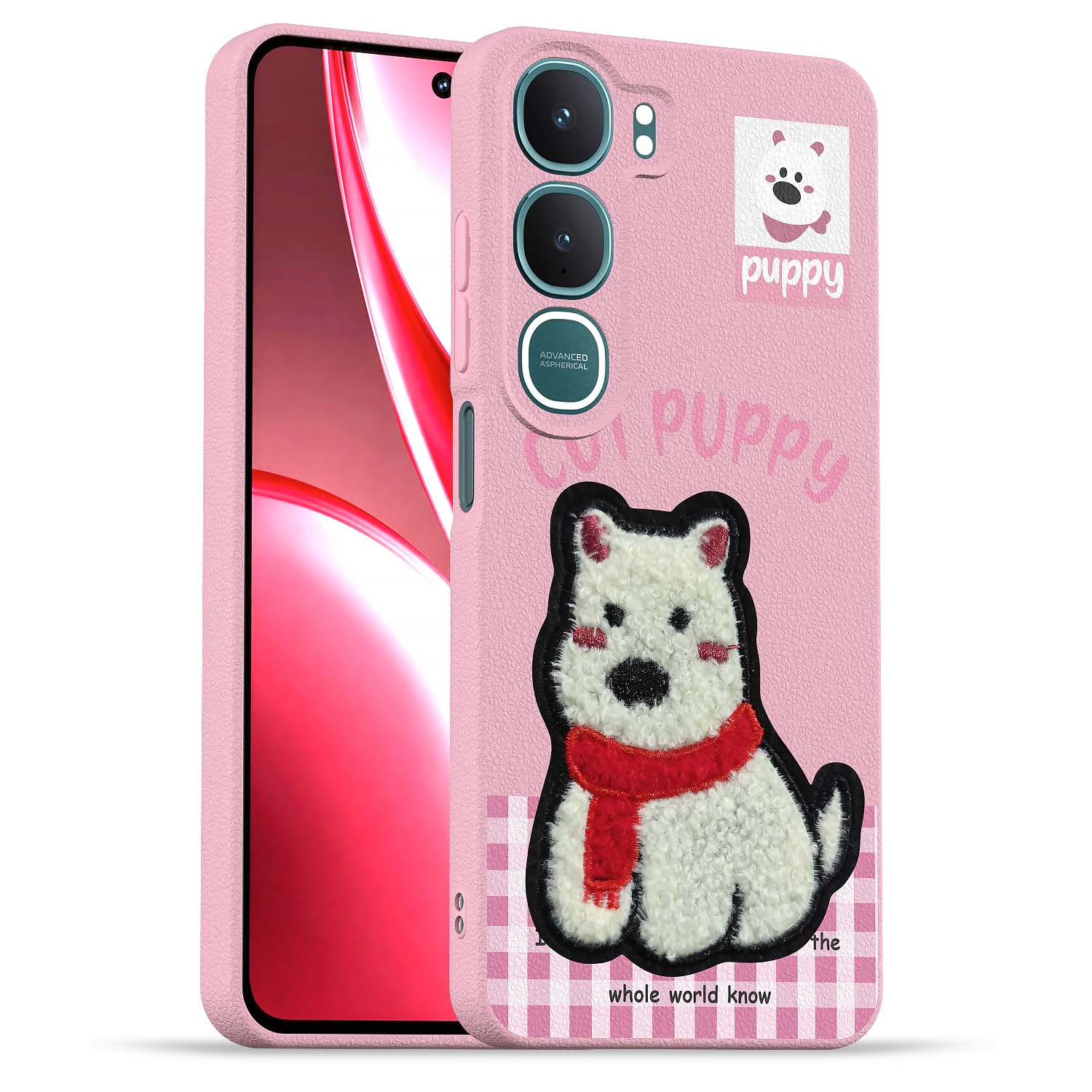 Vivo Y31 5G Plush Patch mobile back cover in pink by Pikkme