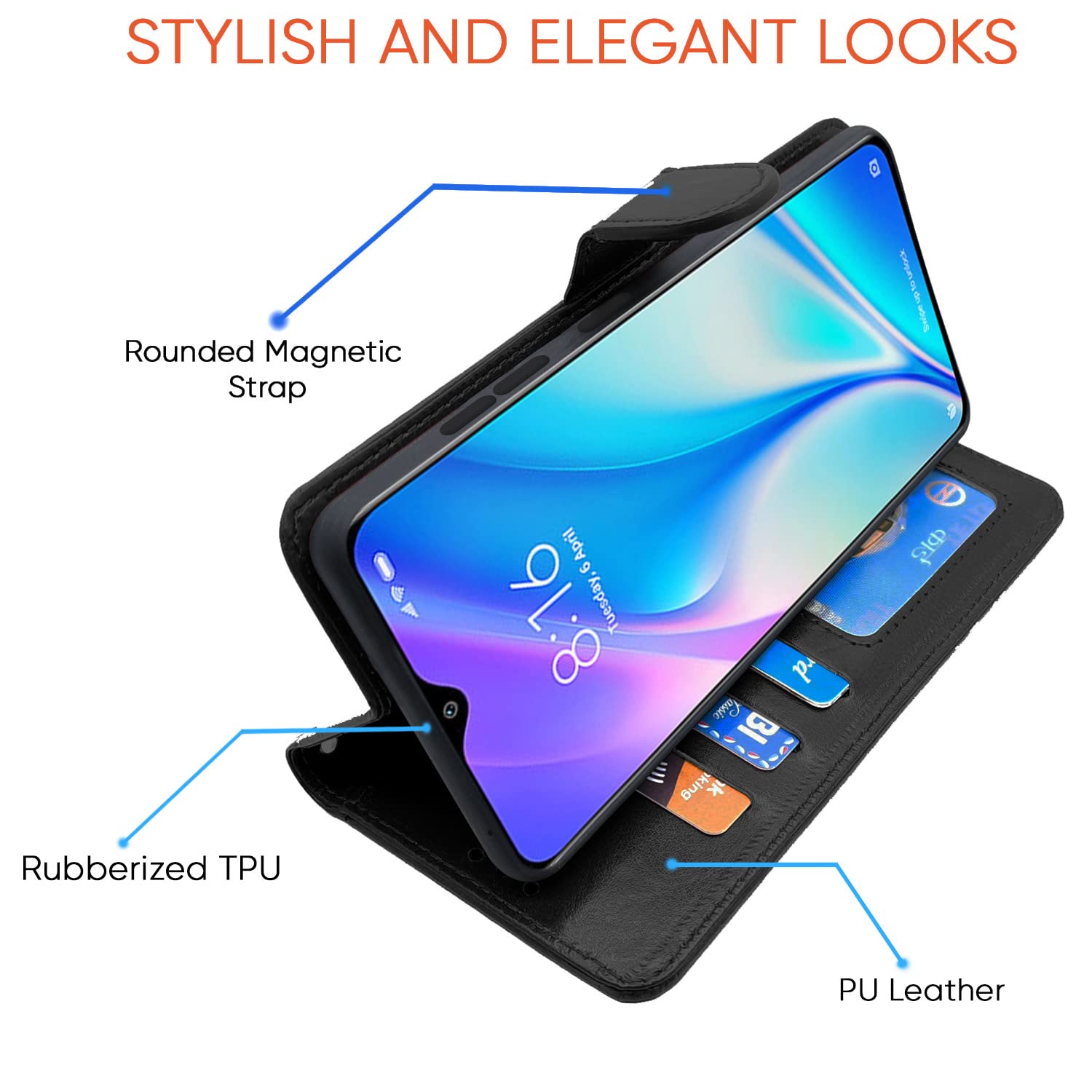 Pikkme Redmi 8A Dual Vintage Flip Cover (Black)