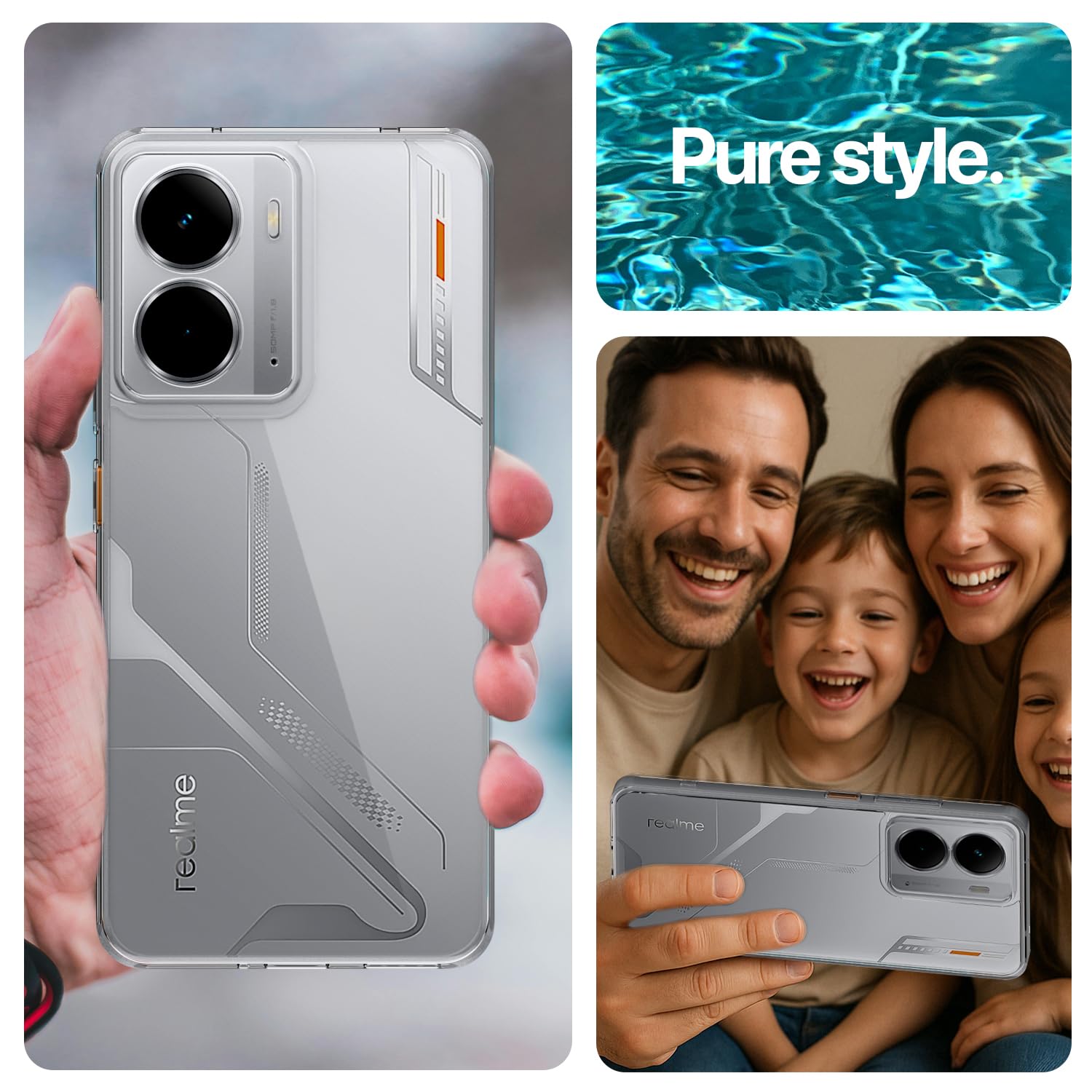 Pikkme Realme P3 5G Crystal Clear Hard Back PC + TPU Back Cover (Transparent)