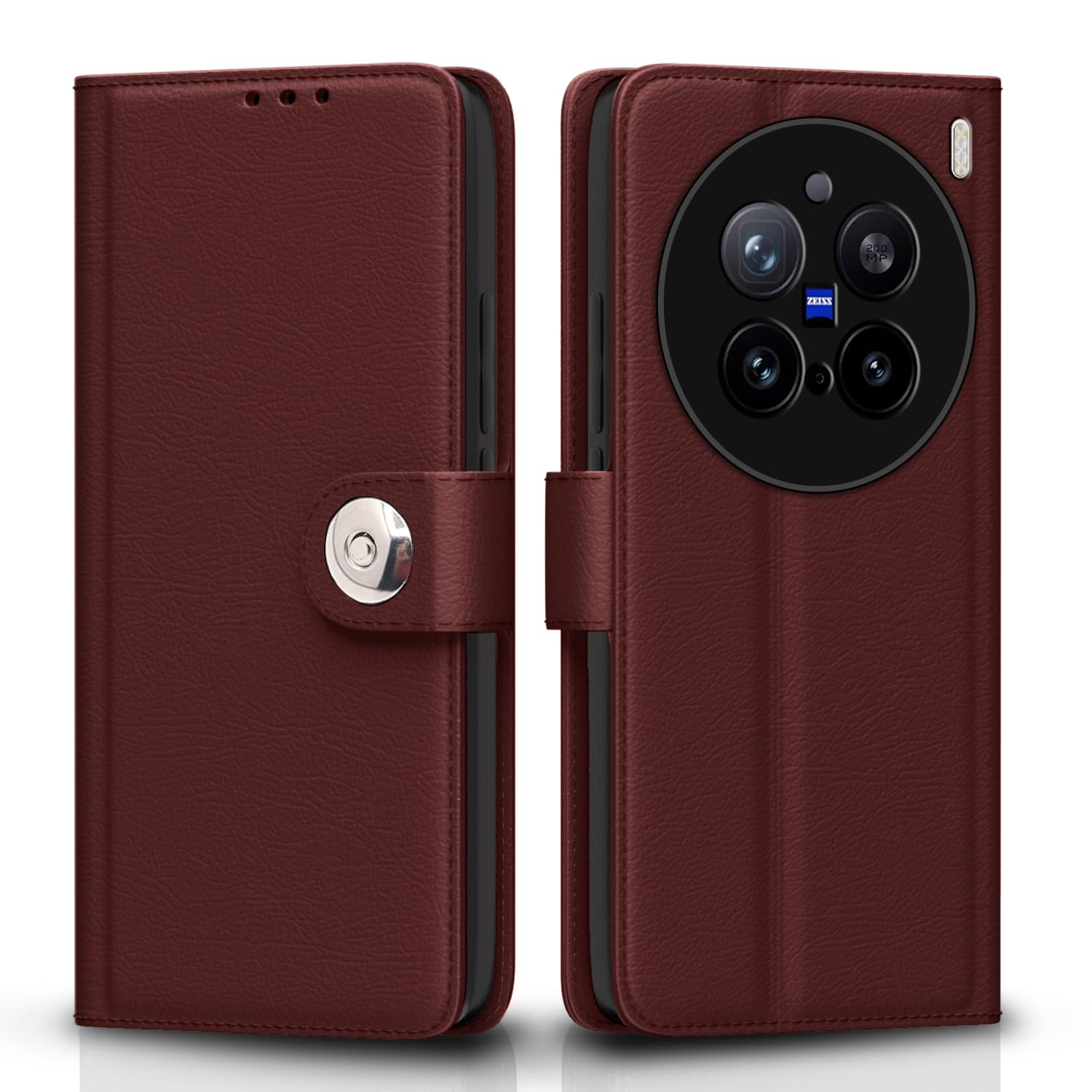 Pikkme Vivo X200 Pro 5G Button brown mobile flip cover