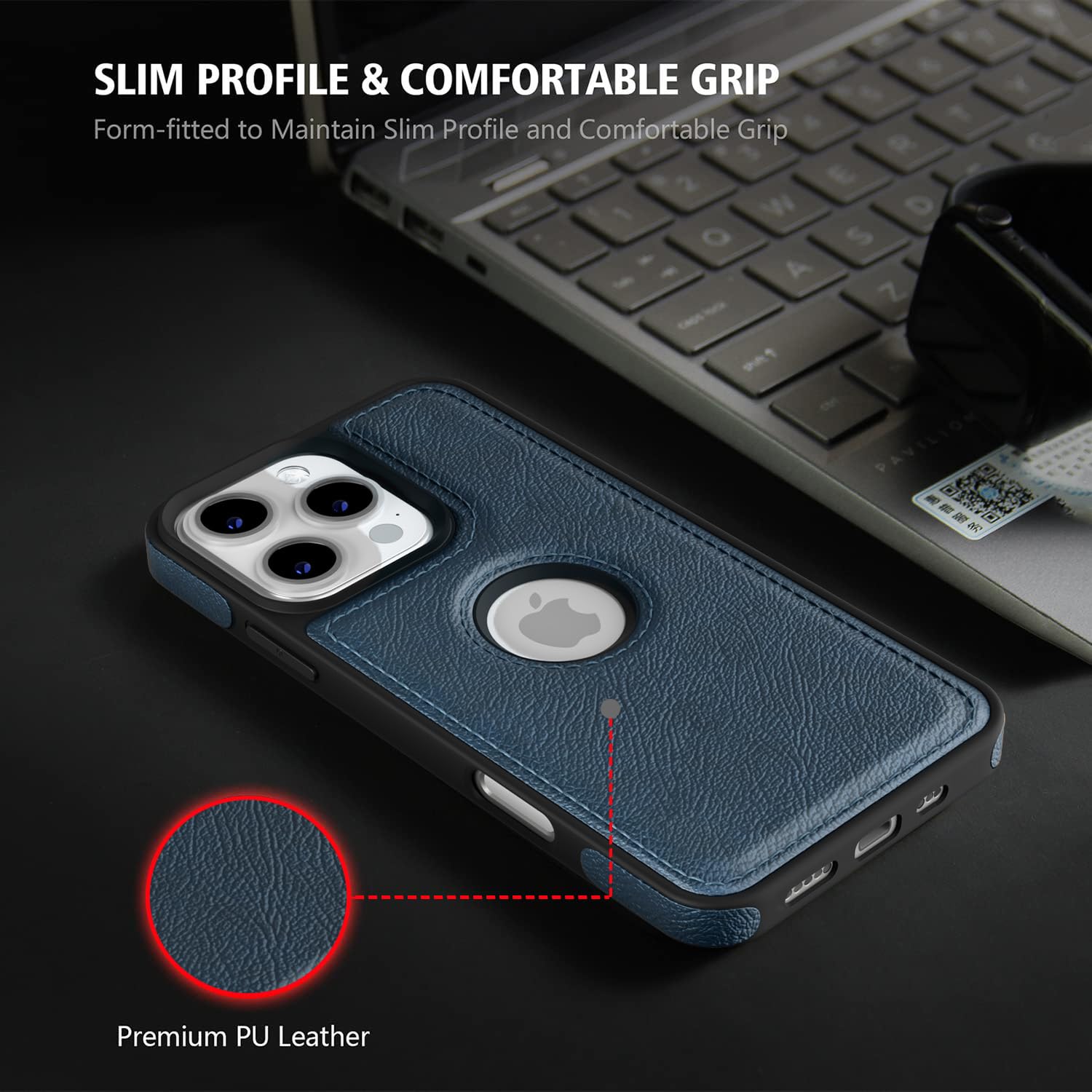Pikkme iPhone 16 Pro Flexible Pu Leather Back Case | Blue