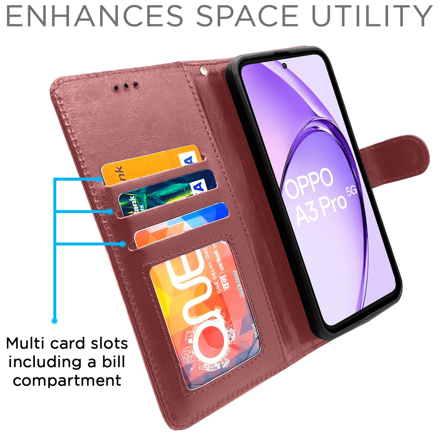 Brown flip cover for Oppo A3 Pro 5G – Pikkme – photo 2