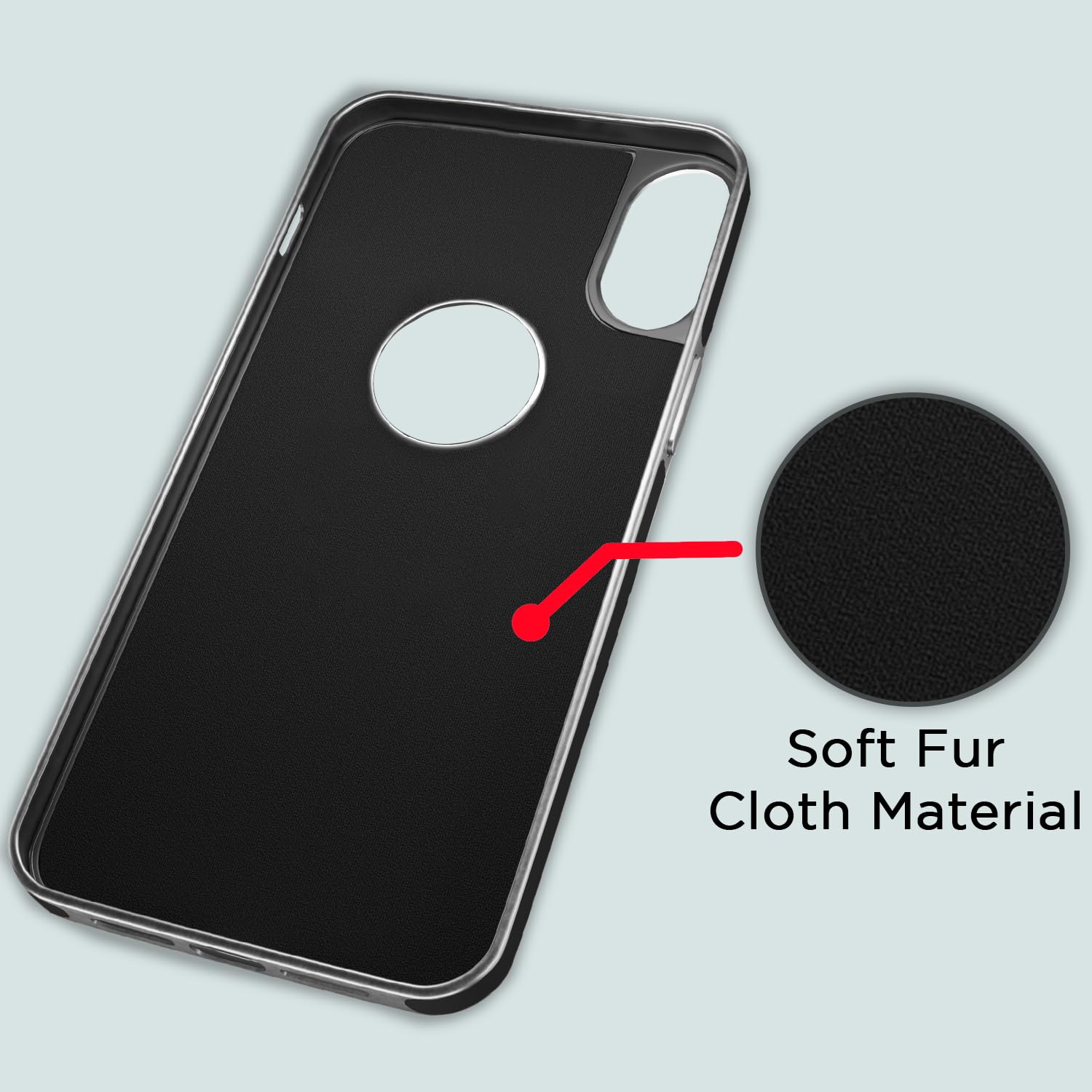 Pikkme iPhone XR Silver Electroplated Chrome Leather Back Cover (Black)