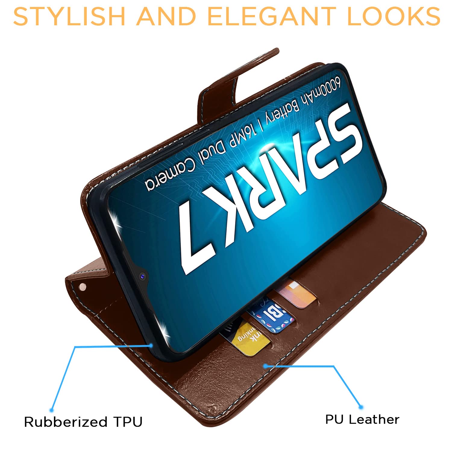 Pikkme Tecno Spark 7/7T Magnetic brown & coffee flip case – photo 5