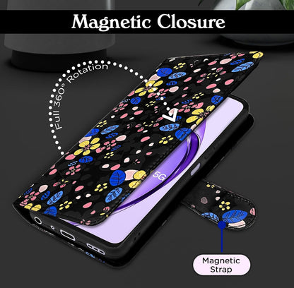 Pikkme  for Oppo A3 Pro 5G Flower Flip Cover (Black)
