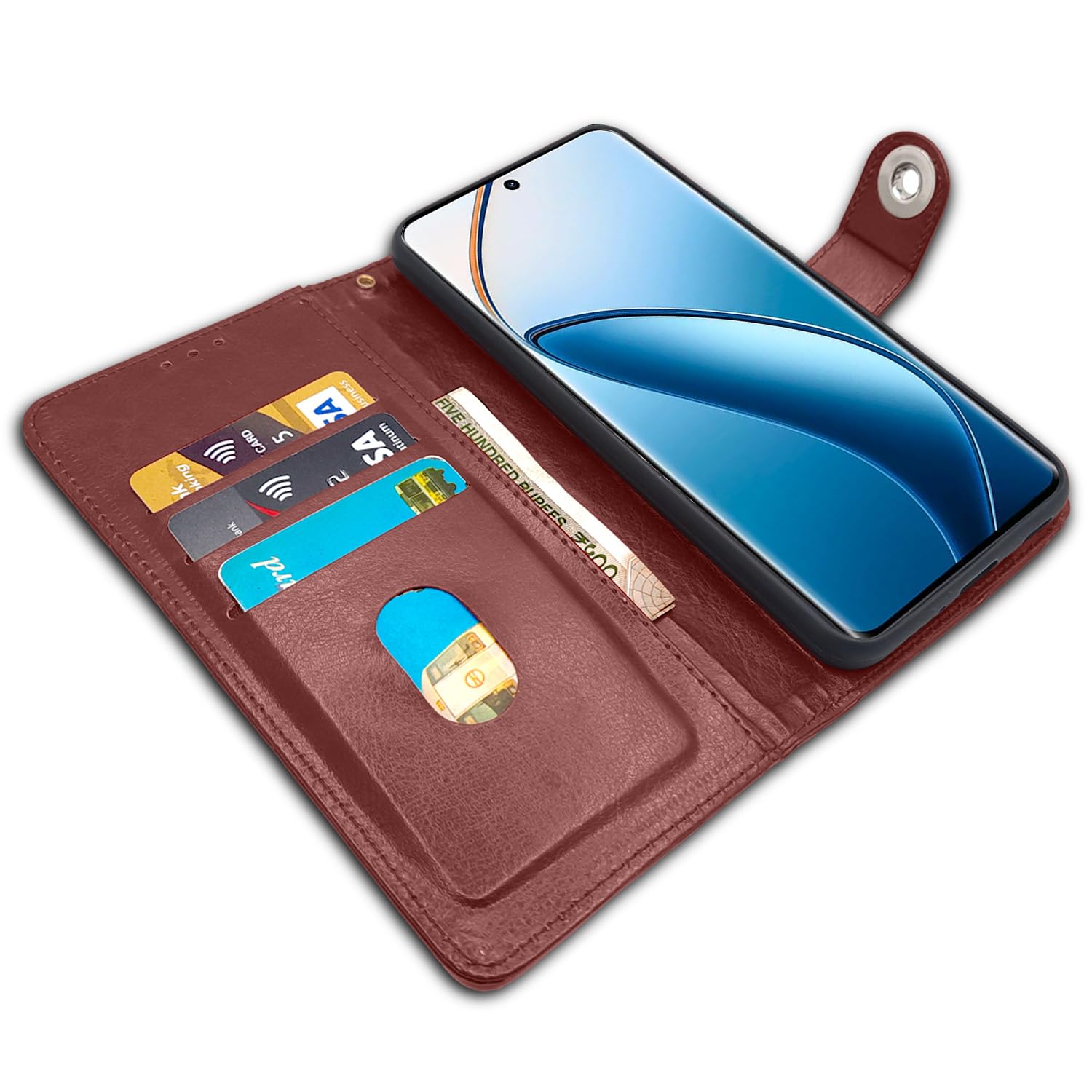 Brown Button wallet flip cover for Realme 12 Pro/12 Pro Plus 5G – Pikkme – photo 3