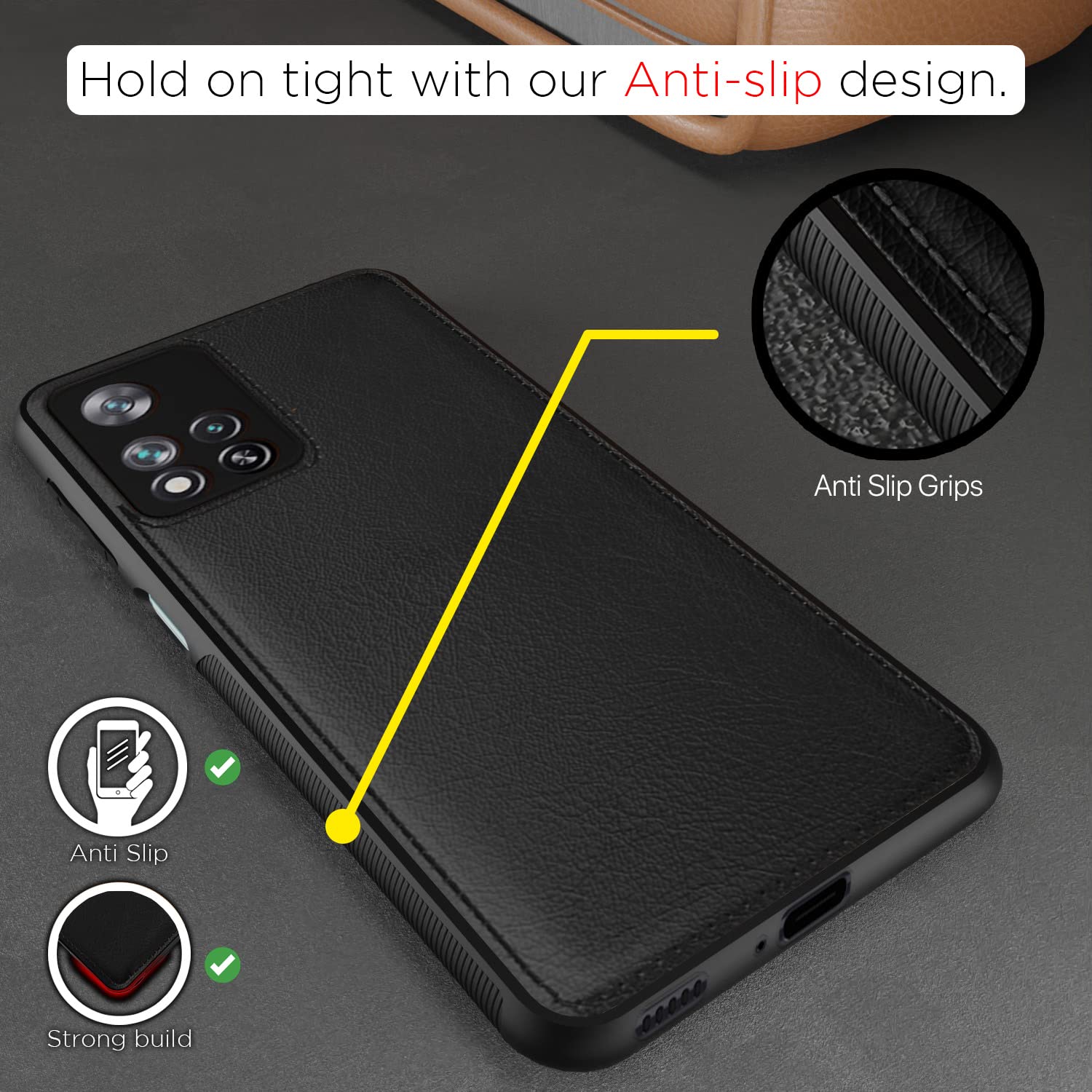 Pikkme Mi 11i 5G Leather black back cover – photo 2
