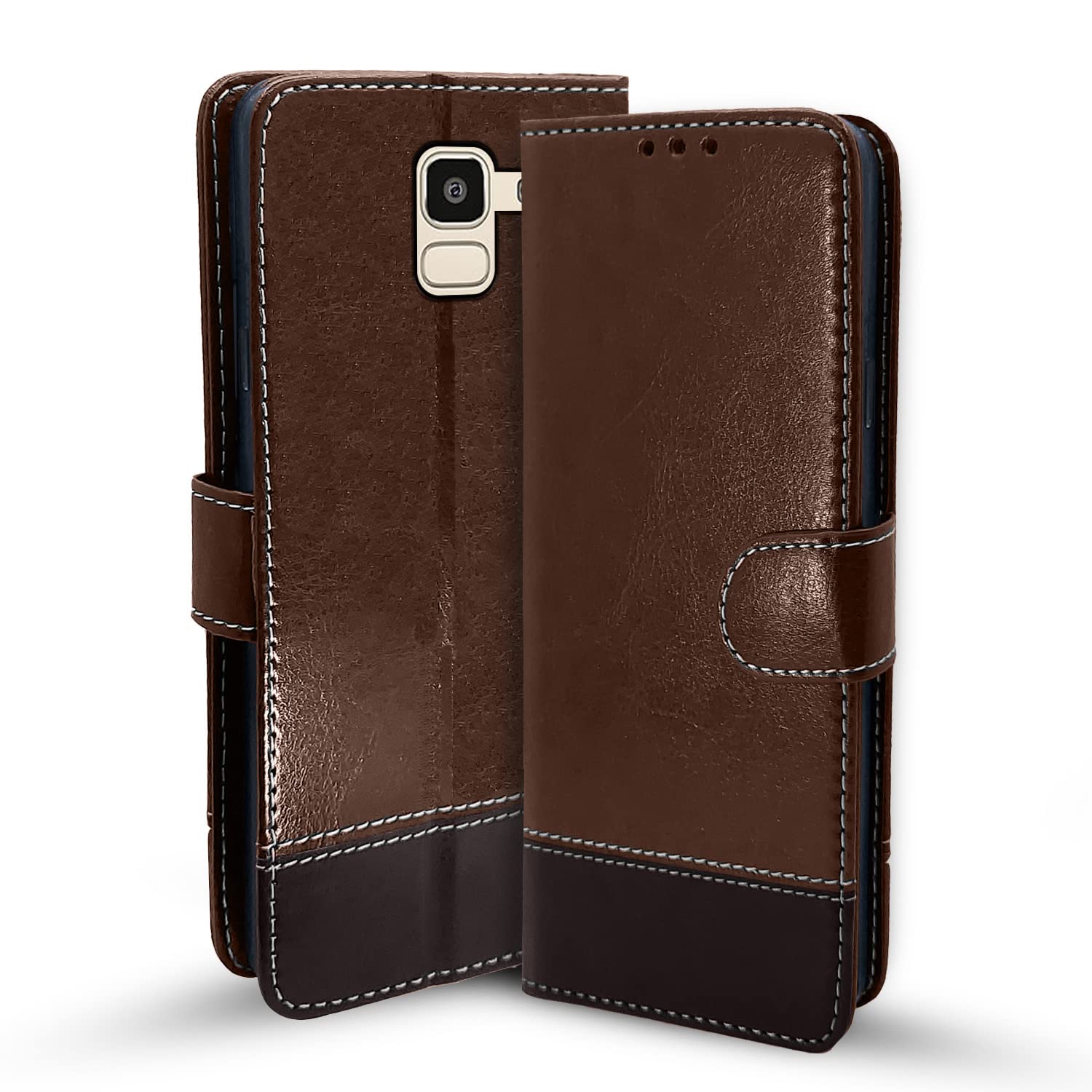 Pikkme Samsung J6 2018 brown & coffee mobile flip cover