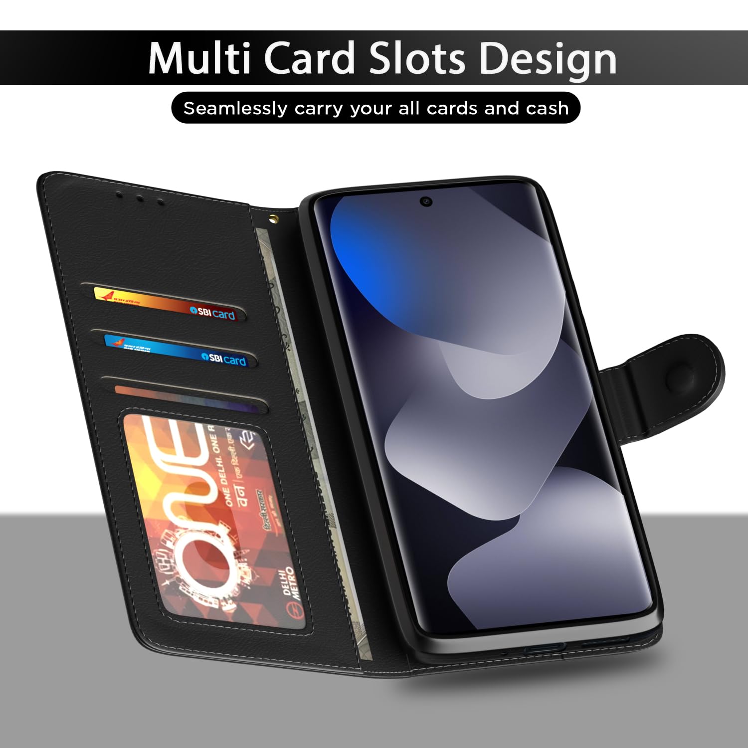 Black Wallet flip cover for Redmi Note 15 5G – Pikkme – photo 5