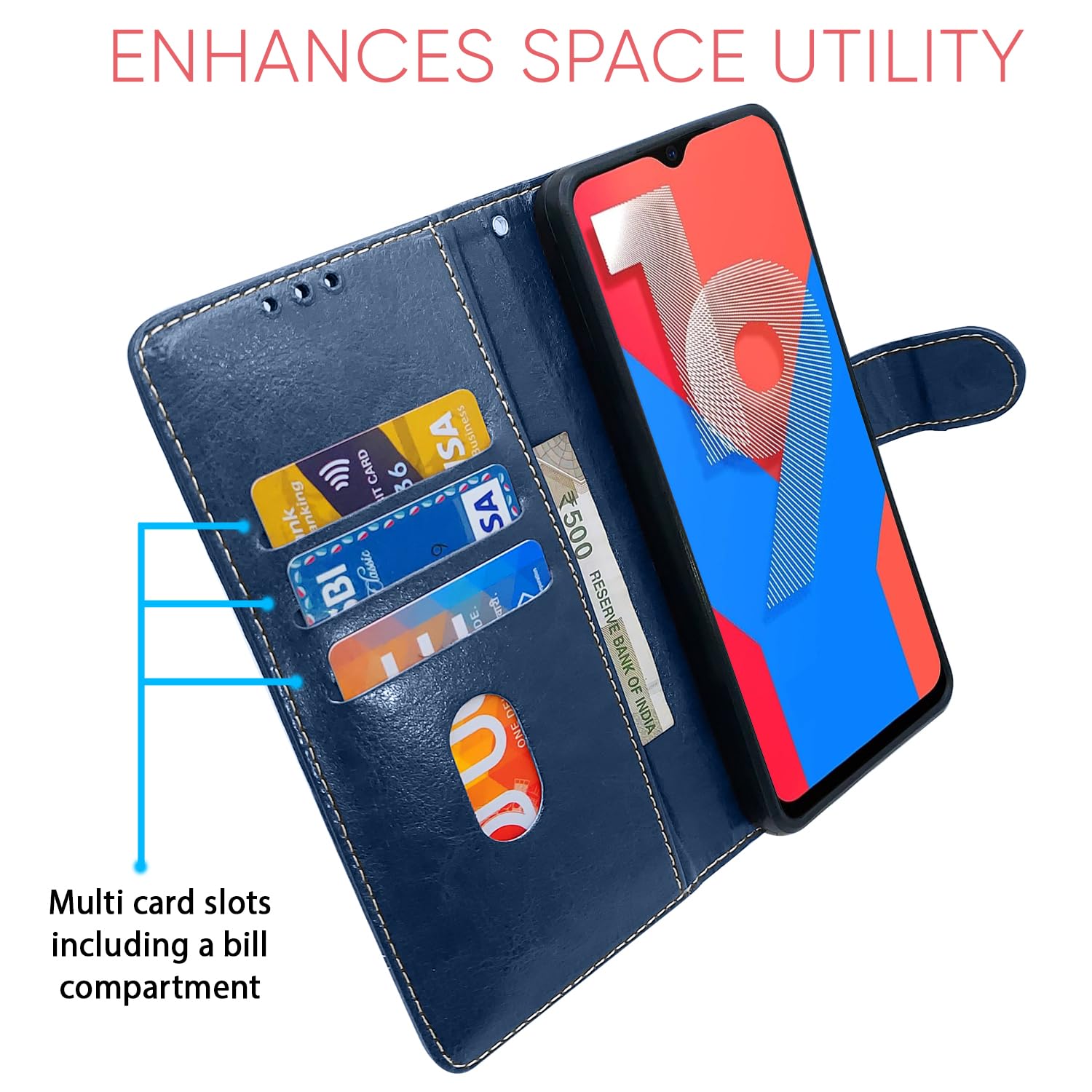 Blue & brown Magnetic flip cover for Vivo U20/Y19 – Pikkme – photo 4