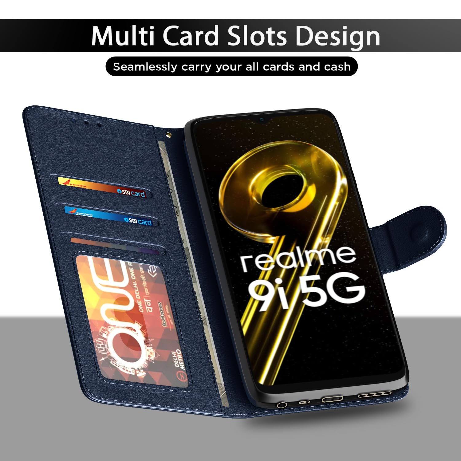 Pikkme Realme 9i blue mobile flip cover – photo 5