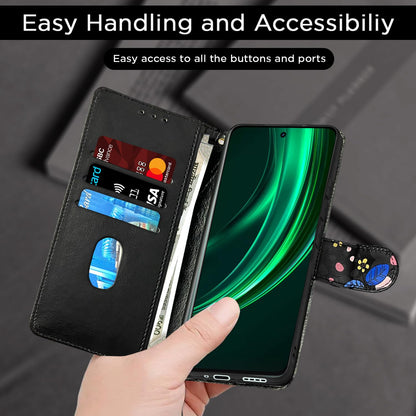 Pikkme Realme 13 Plus 5G/P1 Wallet black flower flip cover – photo 7